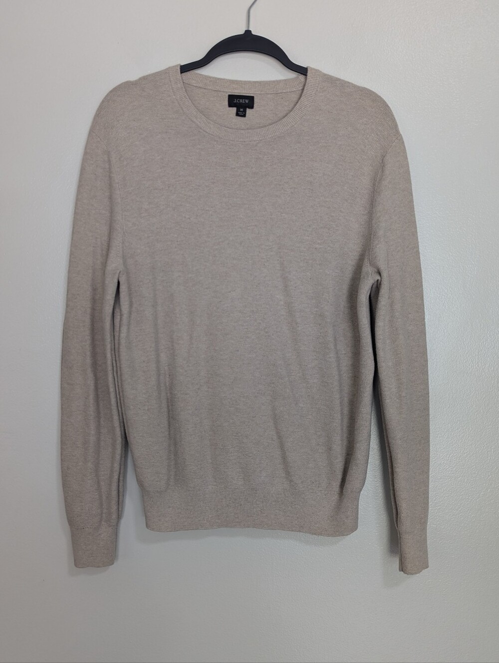 J. Crew Size M Oatmeal Beige Nude 100% Cotton Crewneck‎ Pullover Sweater